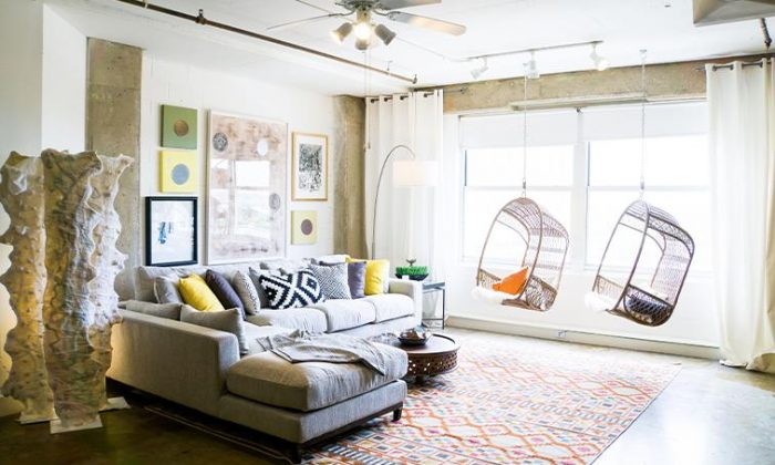 Dallas Cedars luxury apartment loft living room