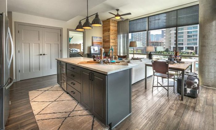 Dallas Victory Park luxury apartment kitchen