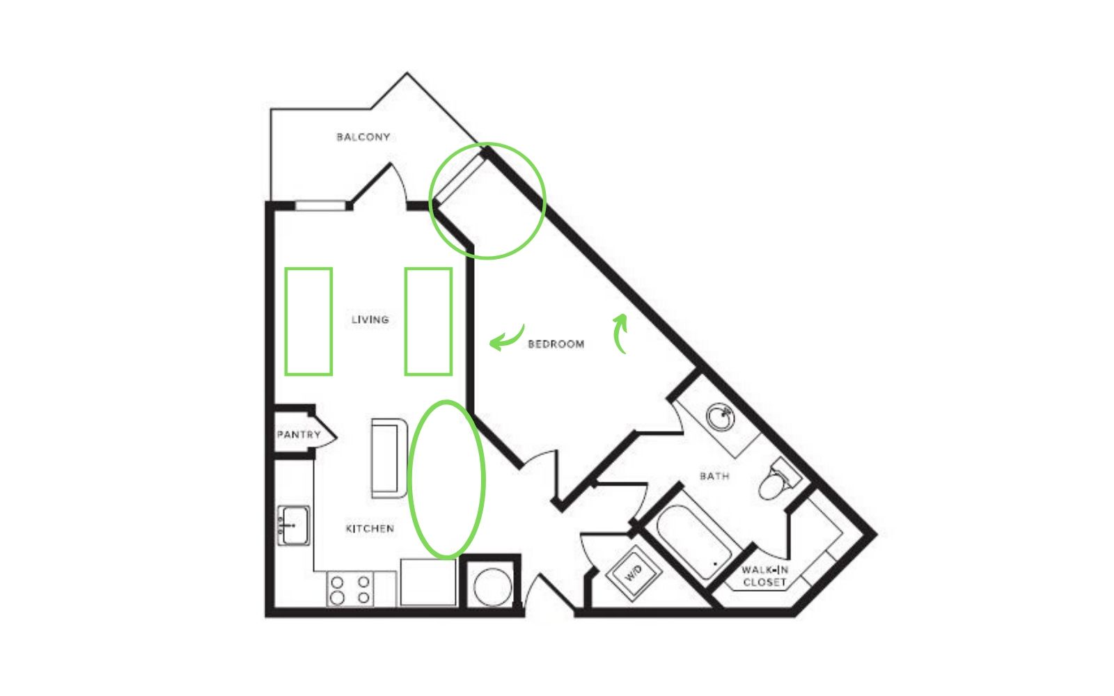 floor plan of a corner unit