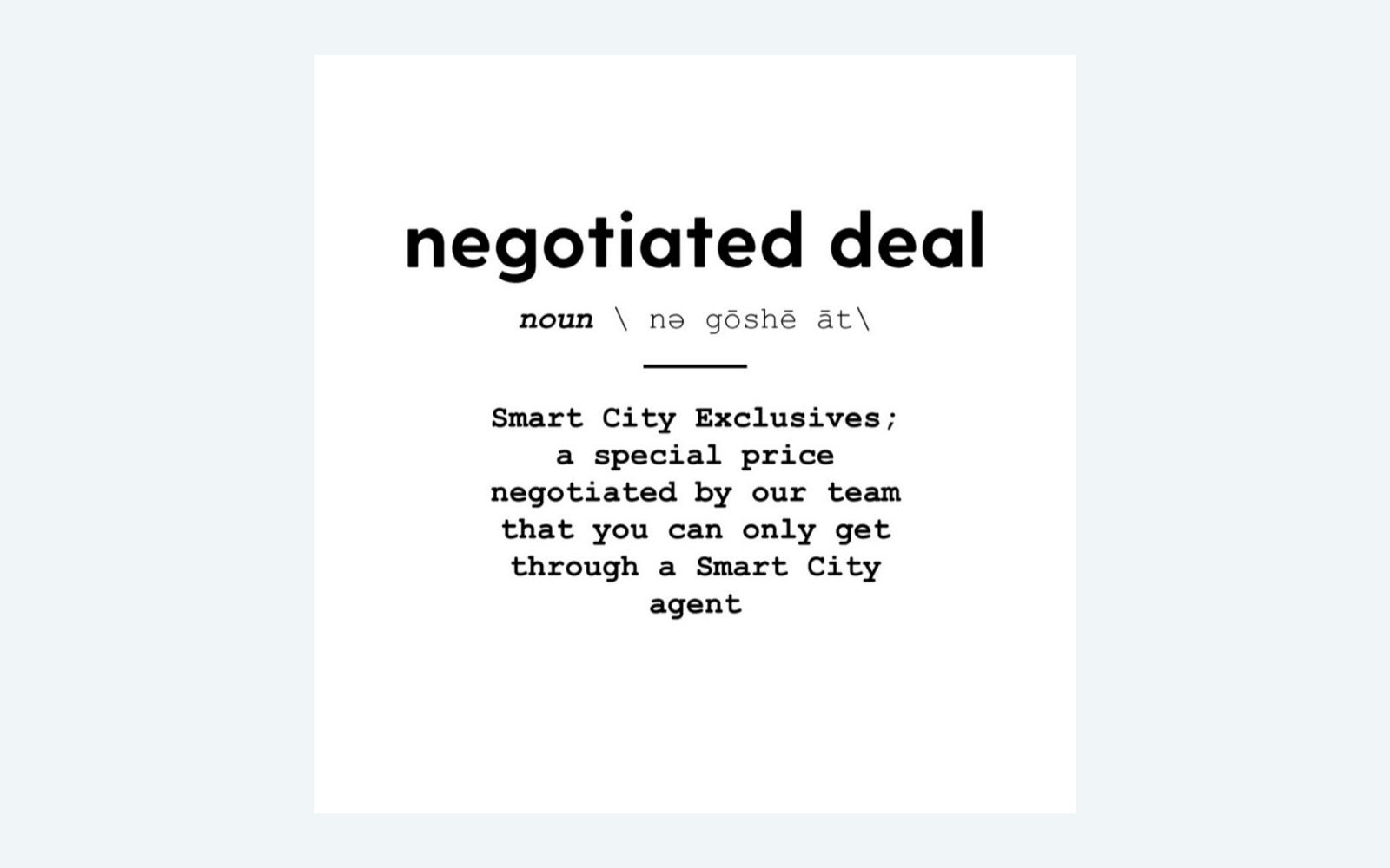 negotiated deal smart city locating