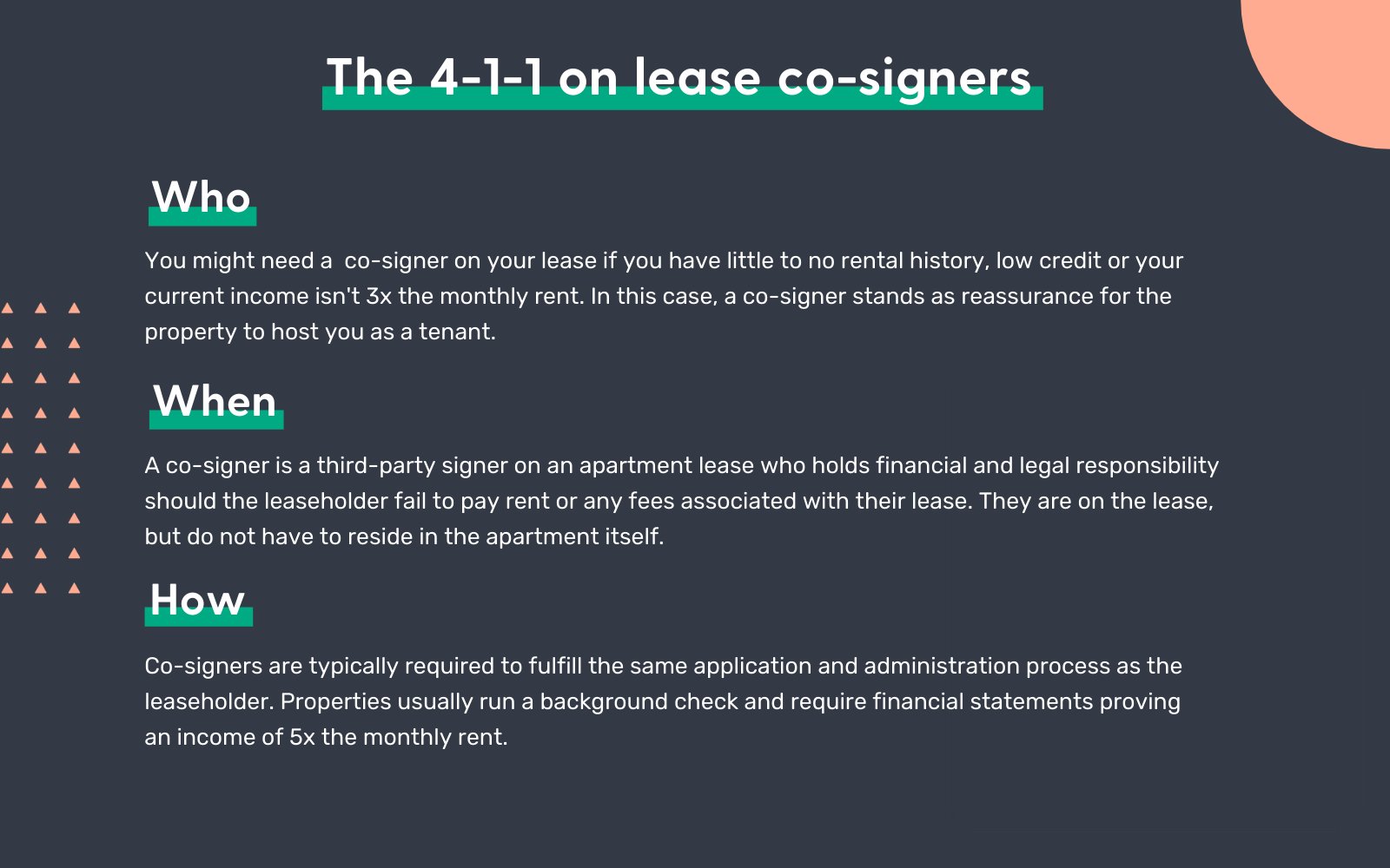 info about having a cosigner on your lease