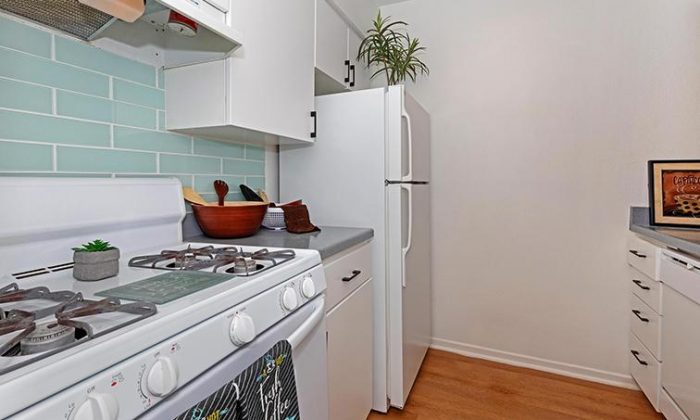 apartment kitchen with gas range stove