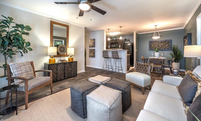 Living and dining space in apartment Nashville Tennessee