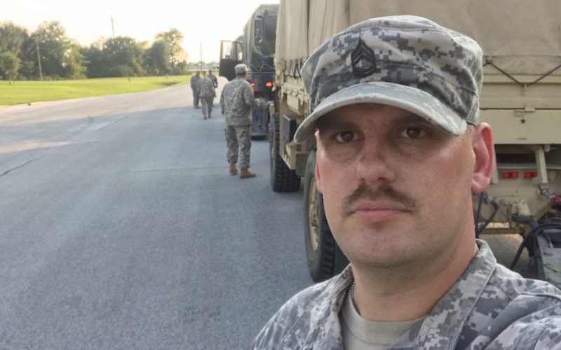 Nathan in the National Guard during Hurricane Harvey