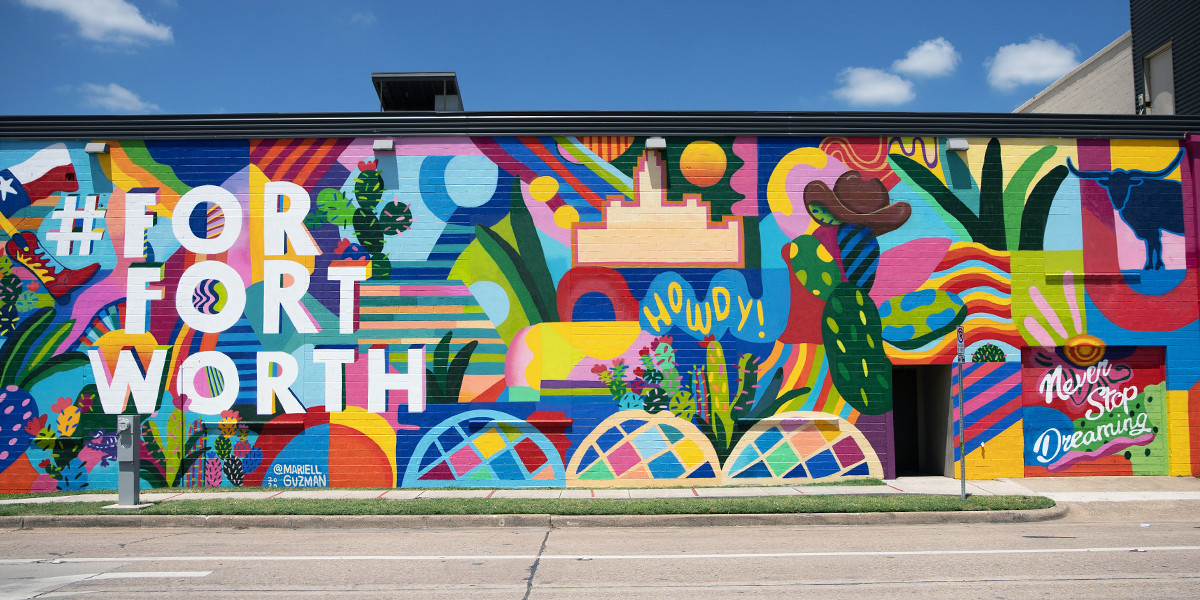 Colorful mural in Fort Worth, Texas
