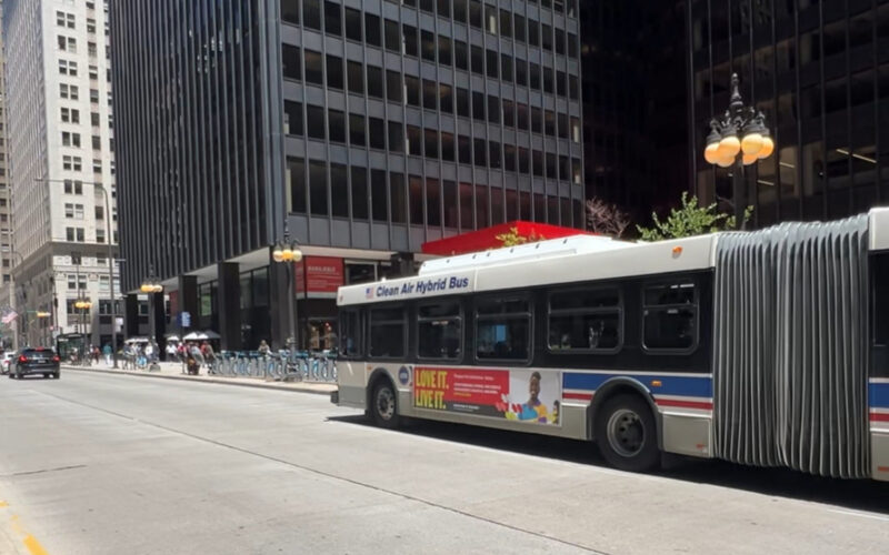 Chicago bus on road