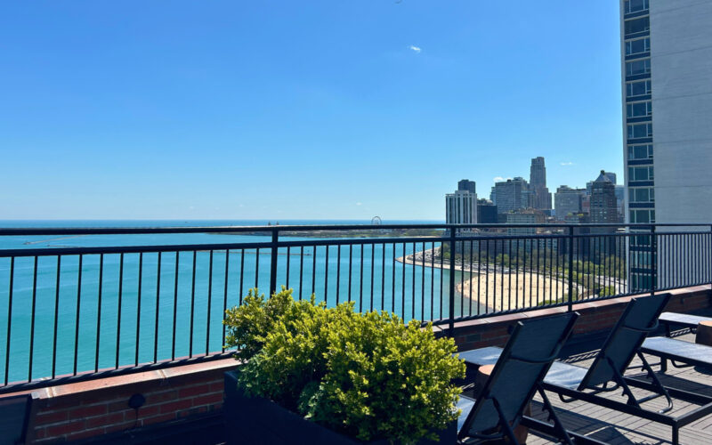chicago apartment sky deck with lake michigan view