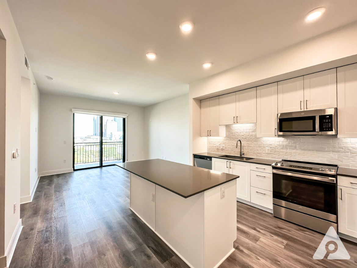 Houston Apartment kitchen and living room