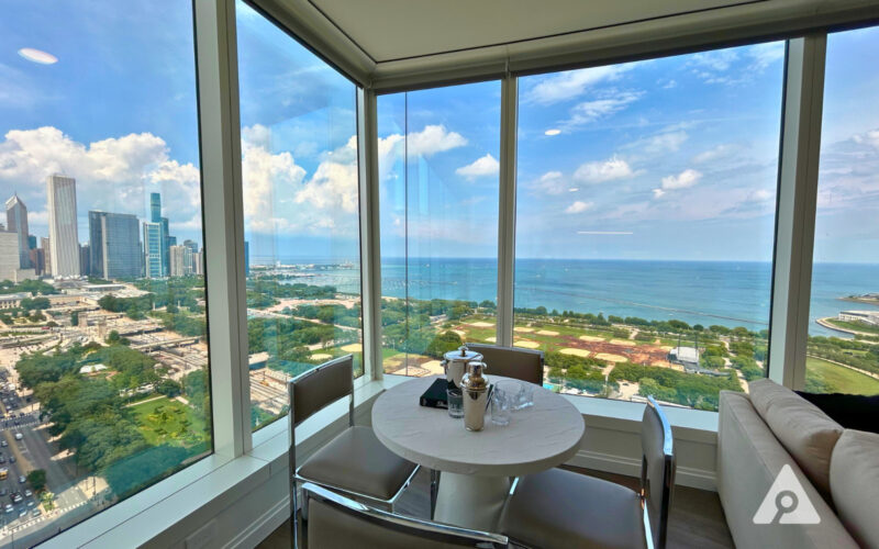 Chicago apartment dining area with a view of Grant Park