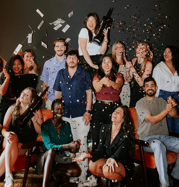 a group of people posing for a photo
