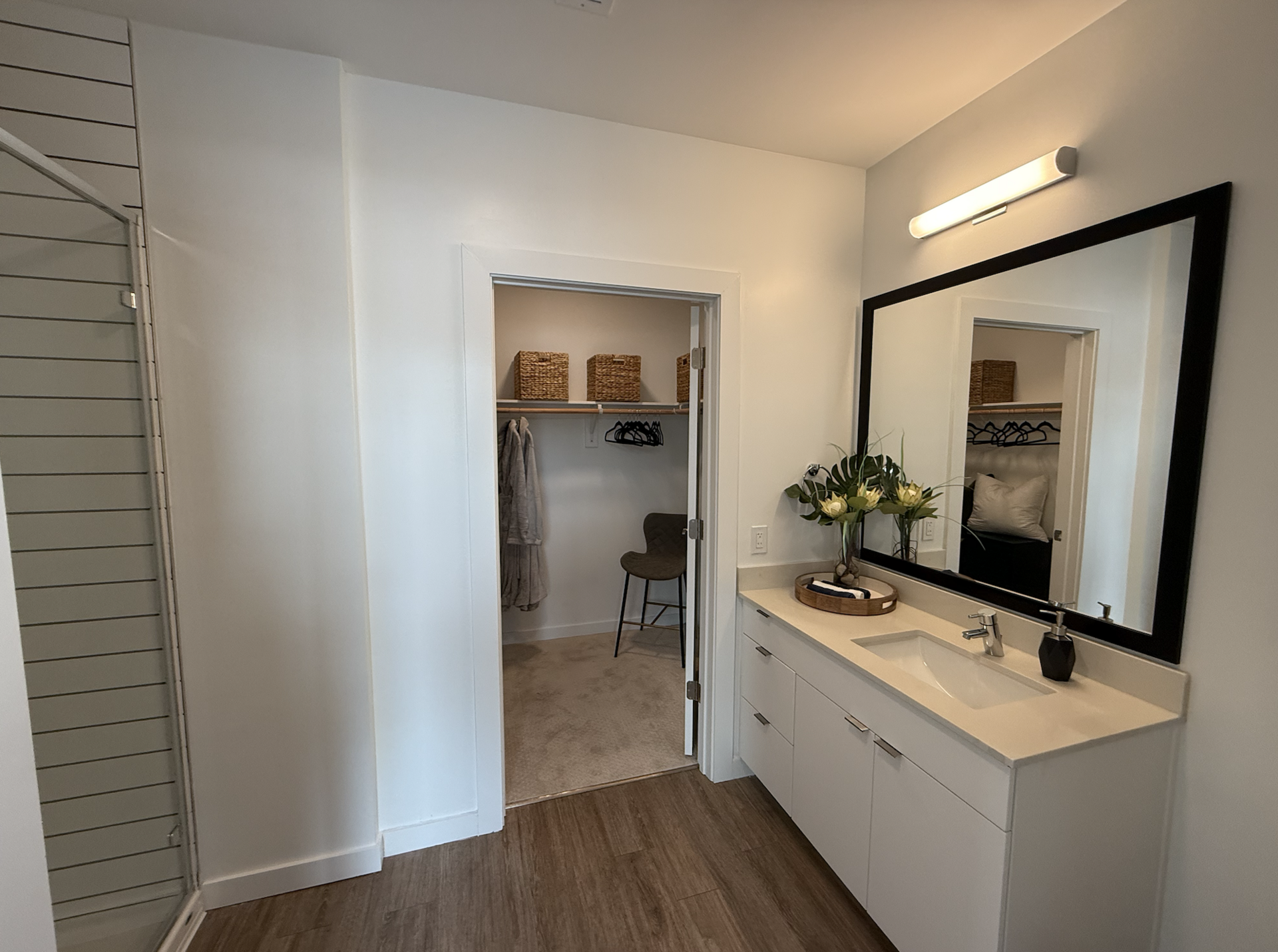 Nashville apartment bathroom with a stand up shower.