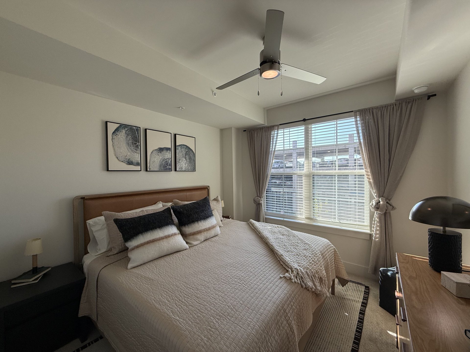 Germantown apartment bedroom with carpeted flooring.