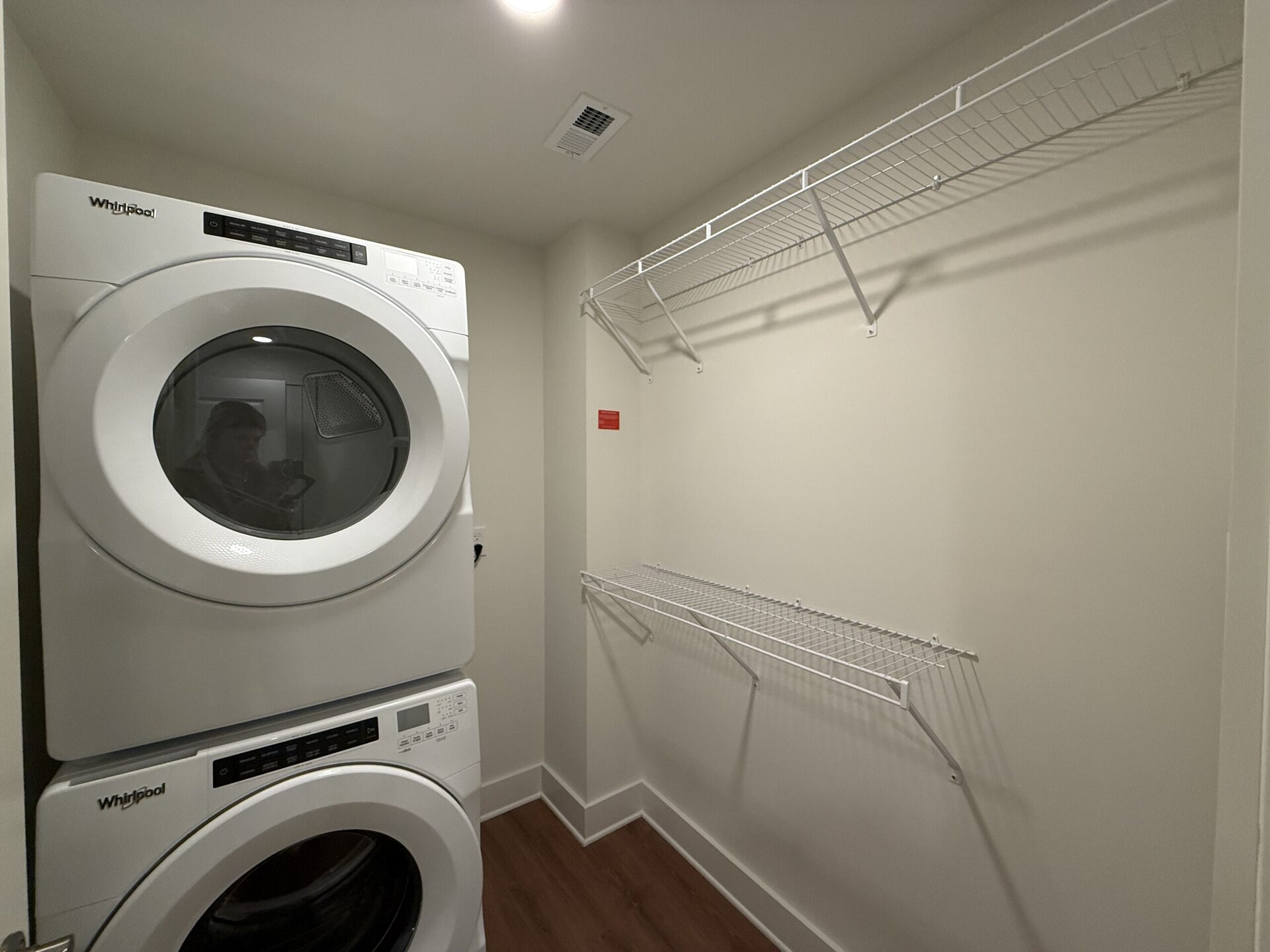 Germantown apartment closet with in unit washer and dryer.
