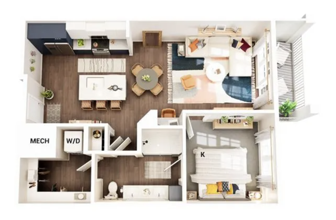 Upper Westside apartment, 1 bedroom floor plan layout.