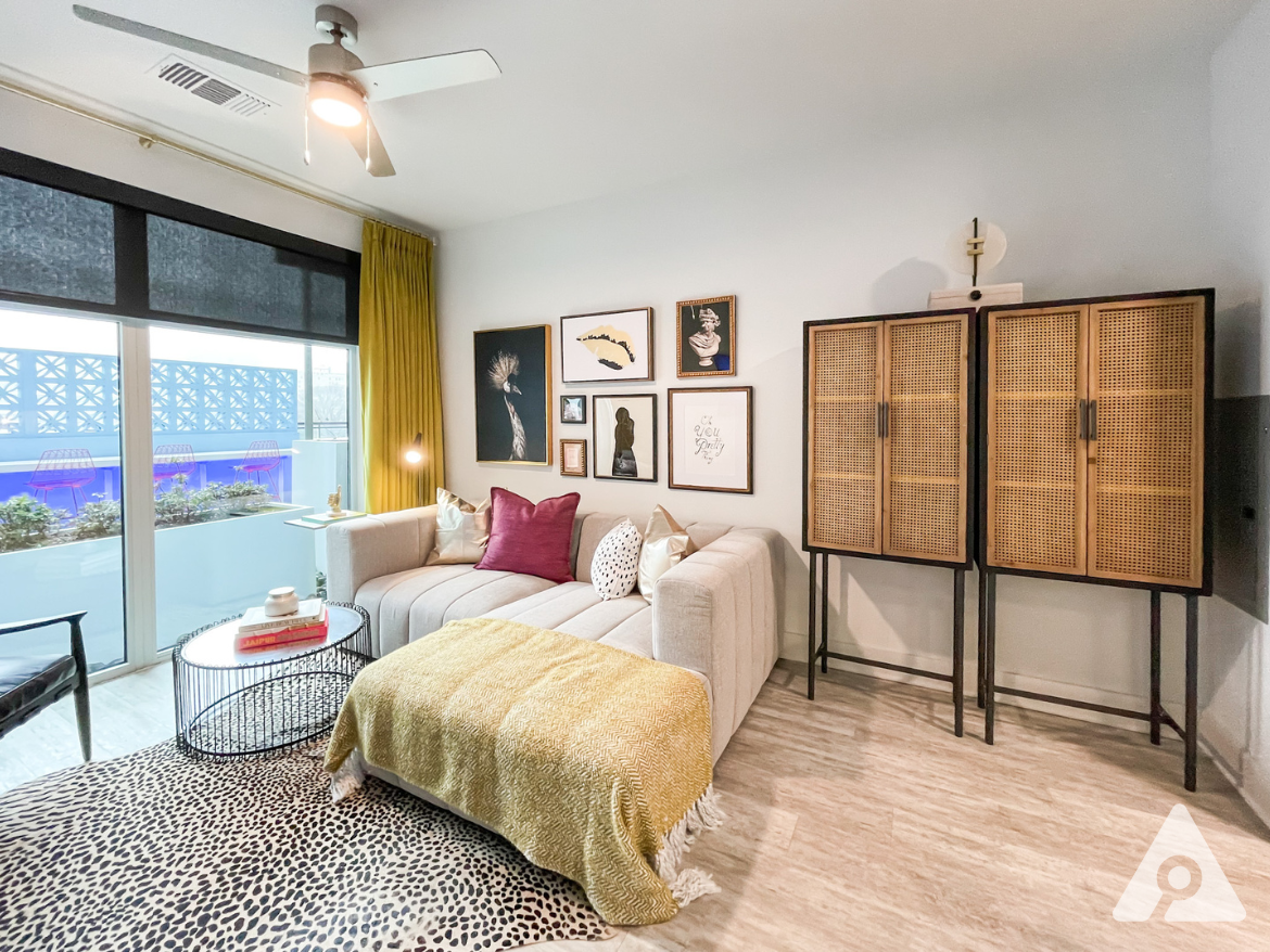 Midtown Atlanta apartment living room with tons of natural light.
