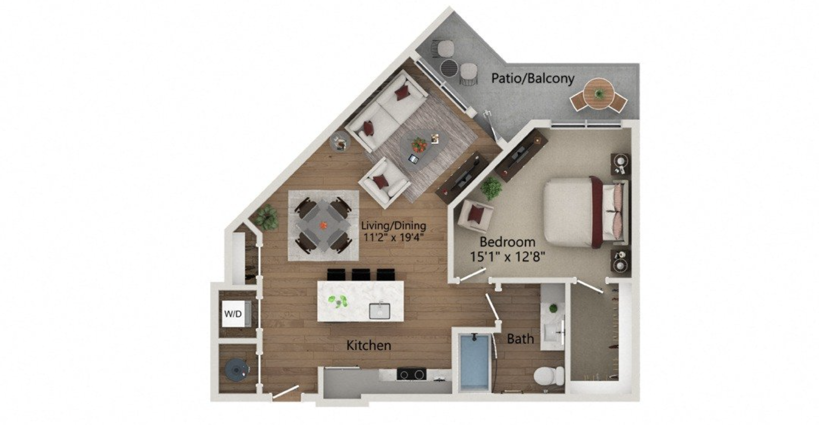 Decatur apartment, 1 bedroom floor plan.