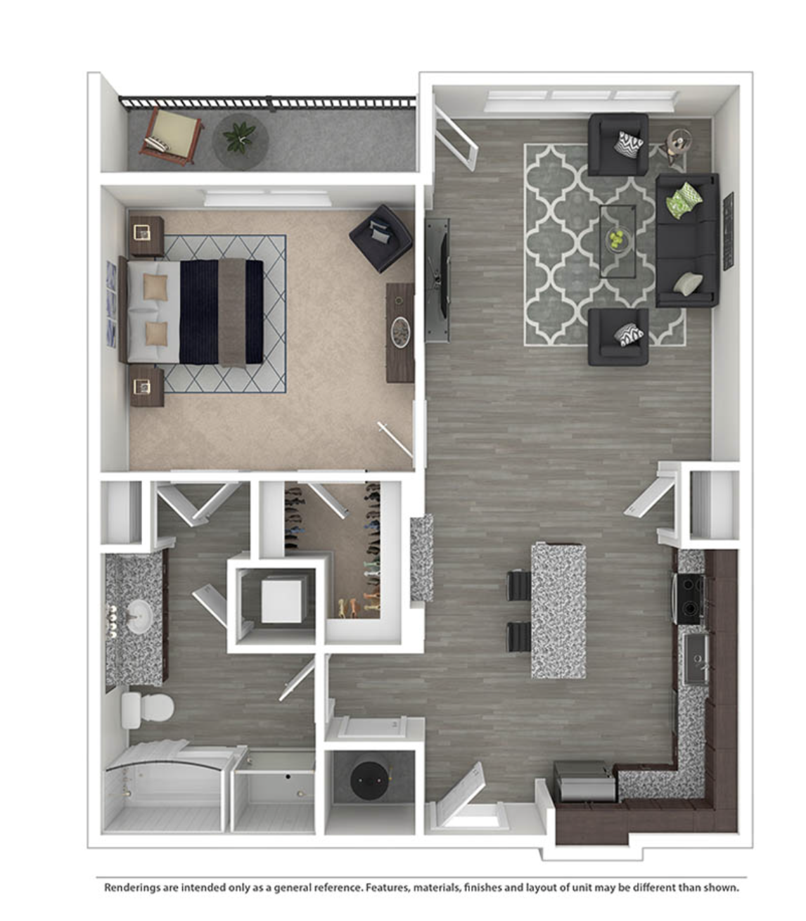 East Nashville apartment, 1 bedroom floor plan.