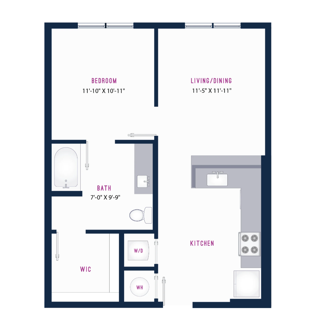 Apartments in Grant Park, 1 bedroom floor plan.
