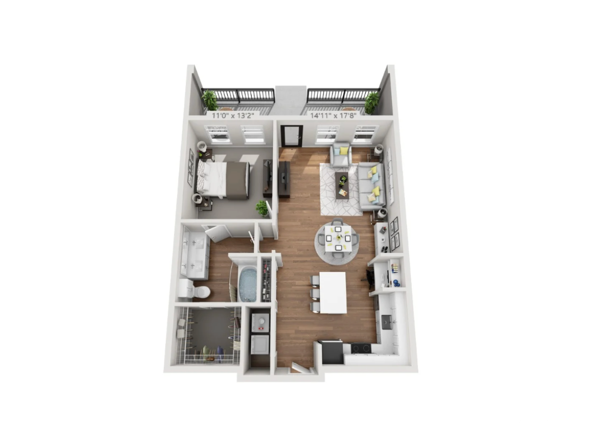 The Colony apartment 1 bed floor plan