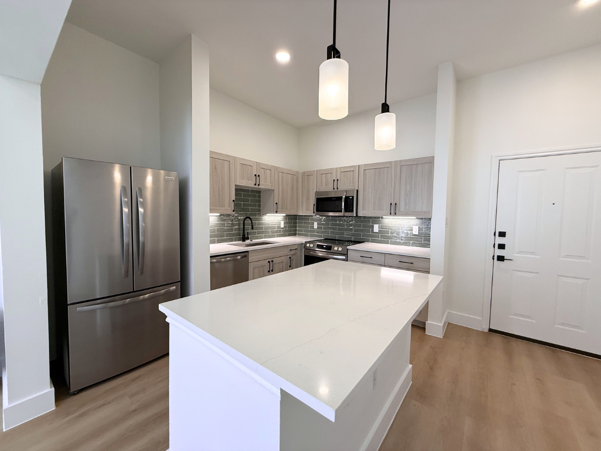 The Colony apartment kitchen with spacious island