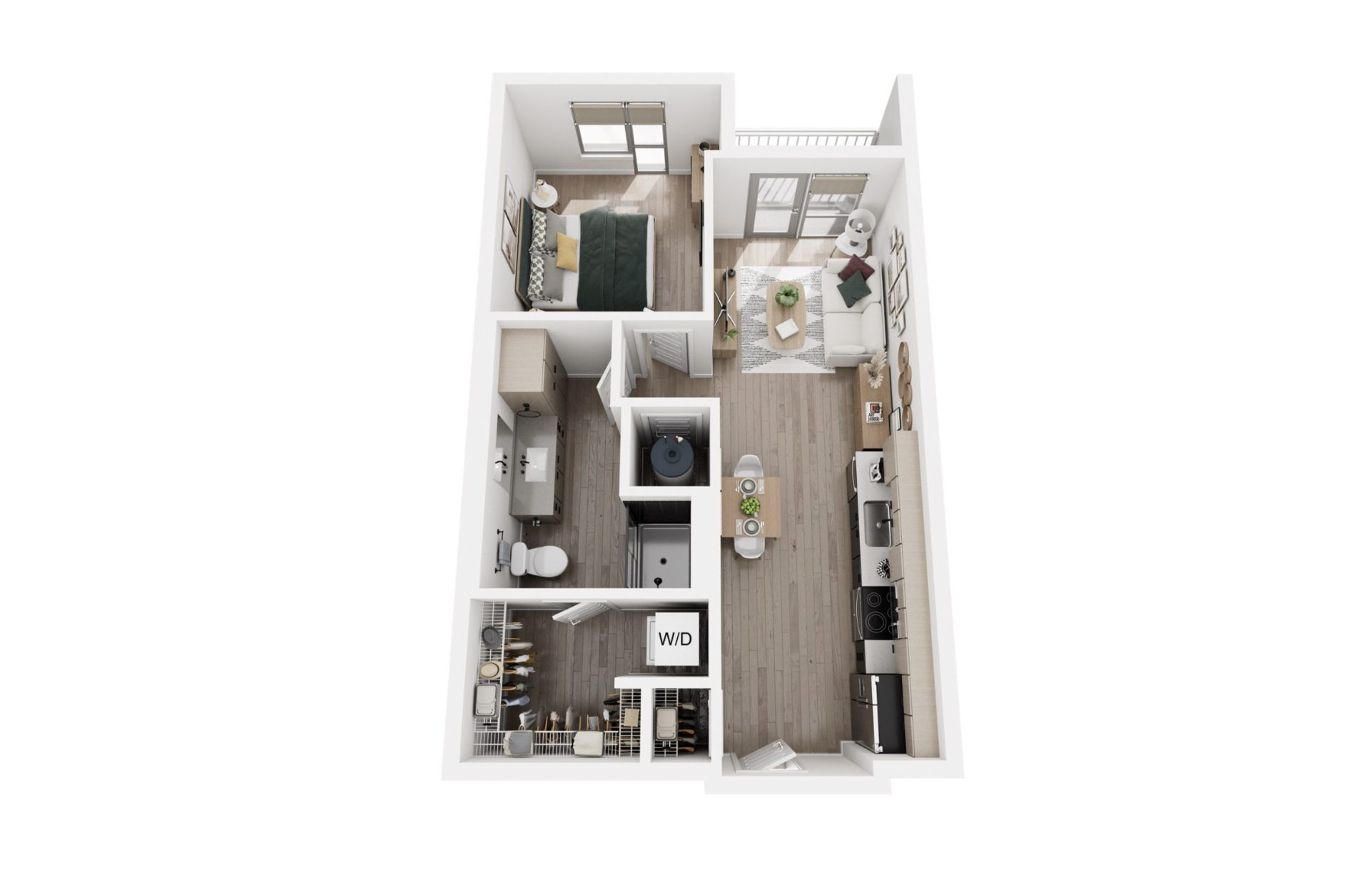 Nashville Apartment 1 bedroom floor plan.