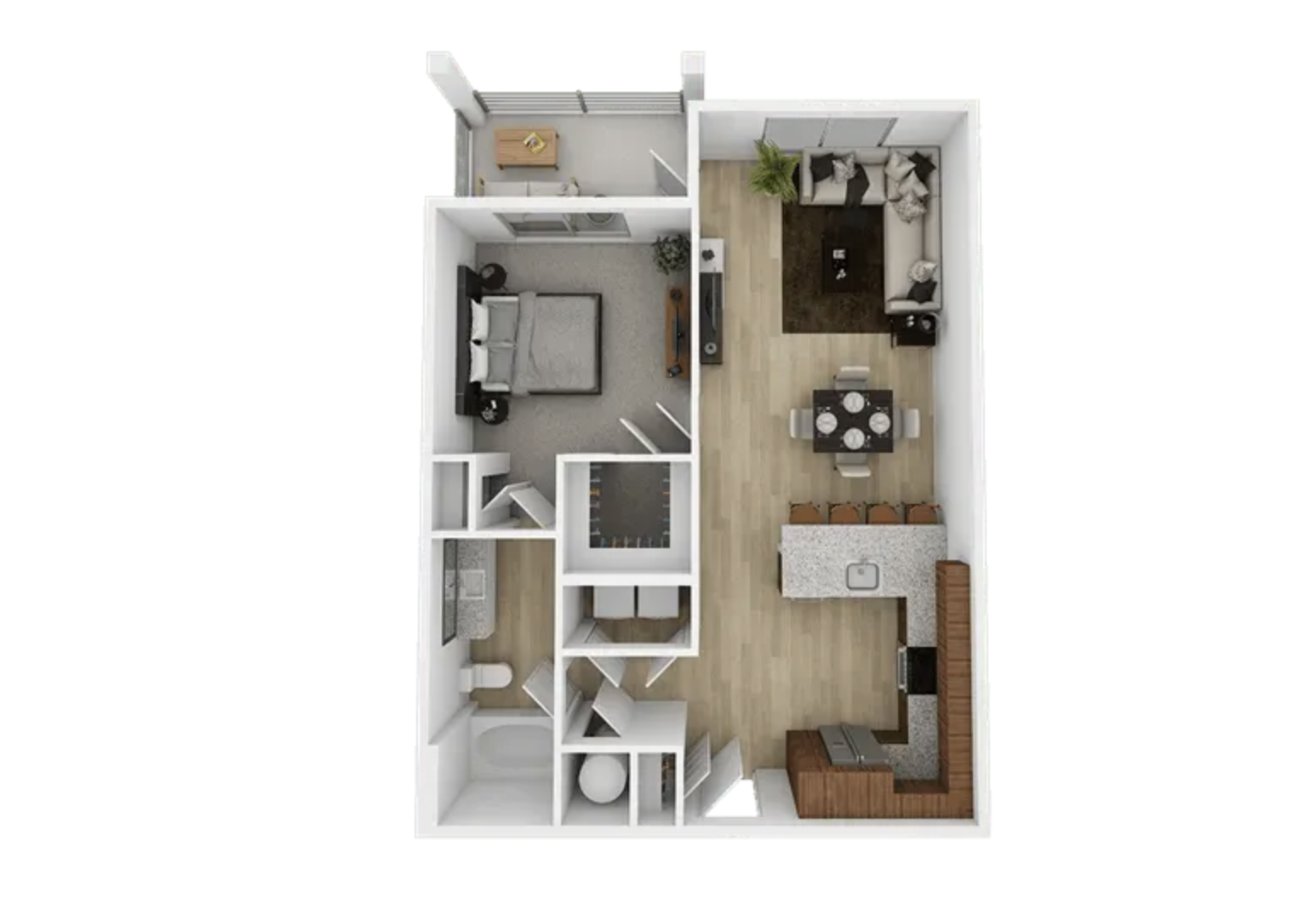 Atlanta Apartment 1 bedroom floor plan.