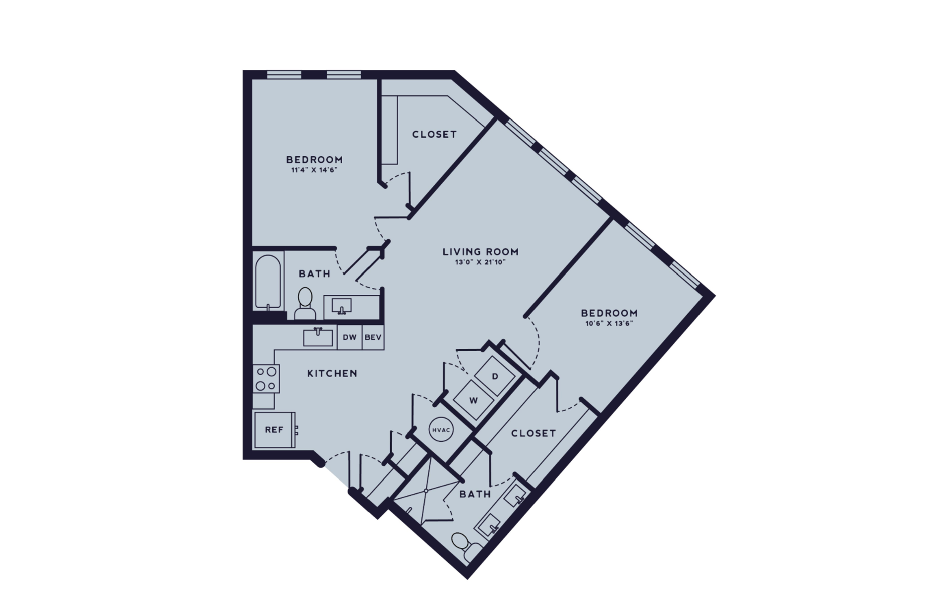 Atlanta Apartment 2 bedroom floor plan.