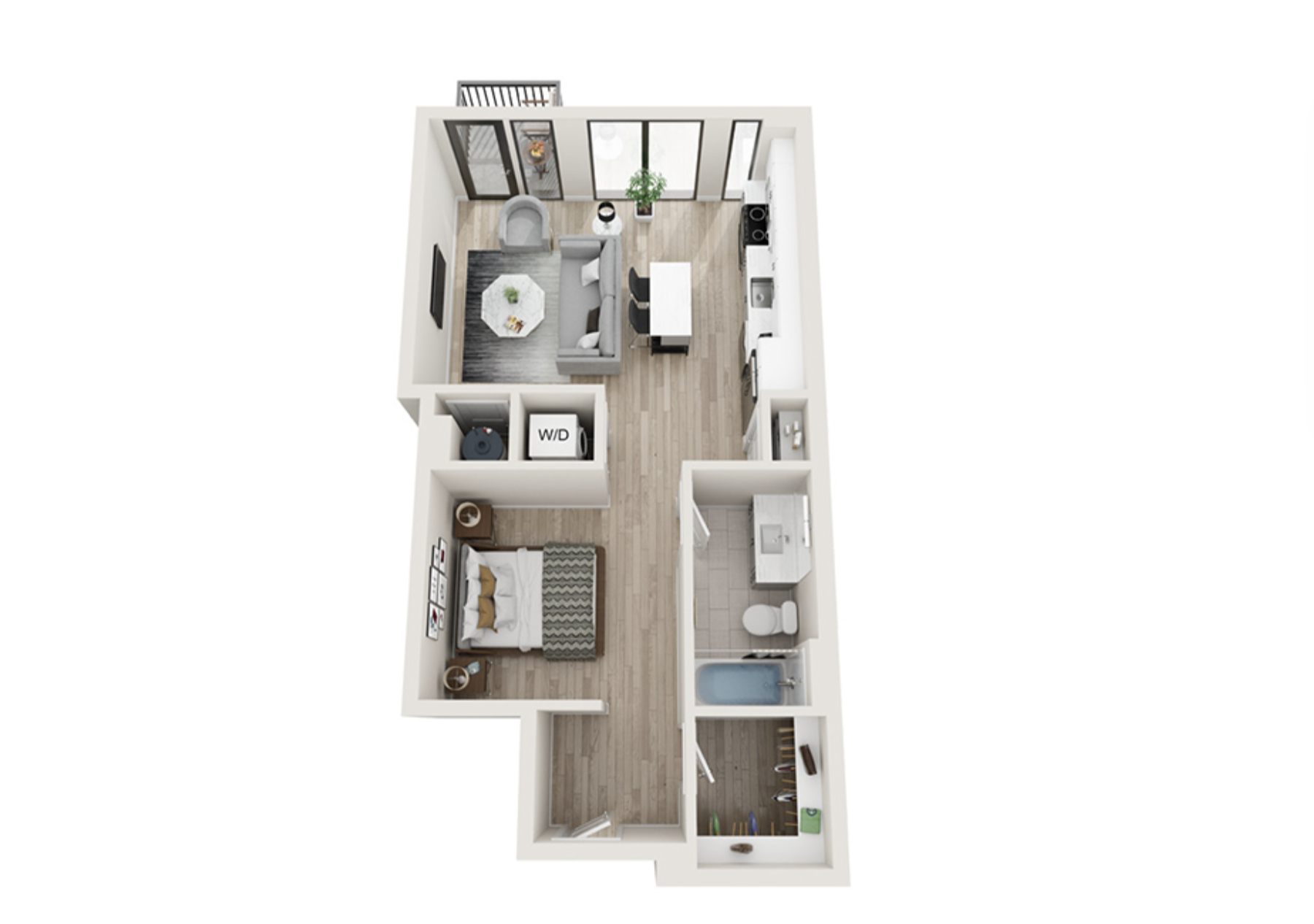 Nashville Apartment studio floor plan.