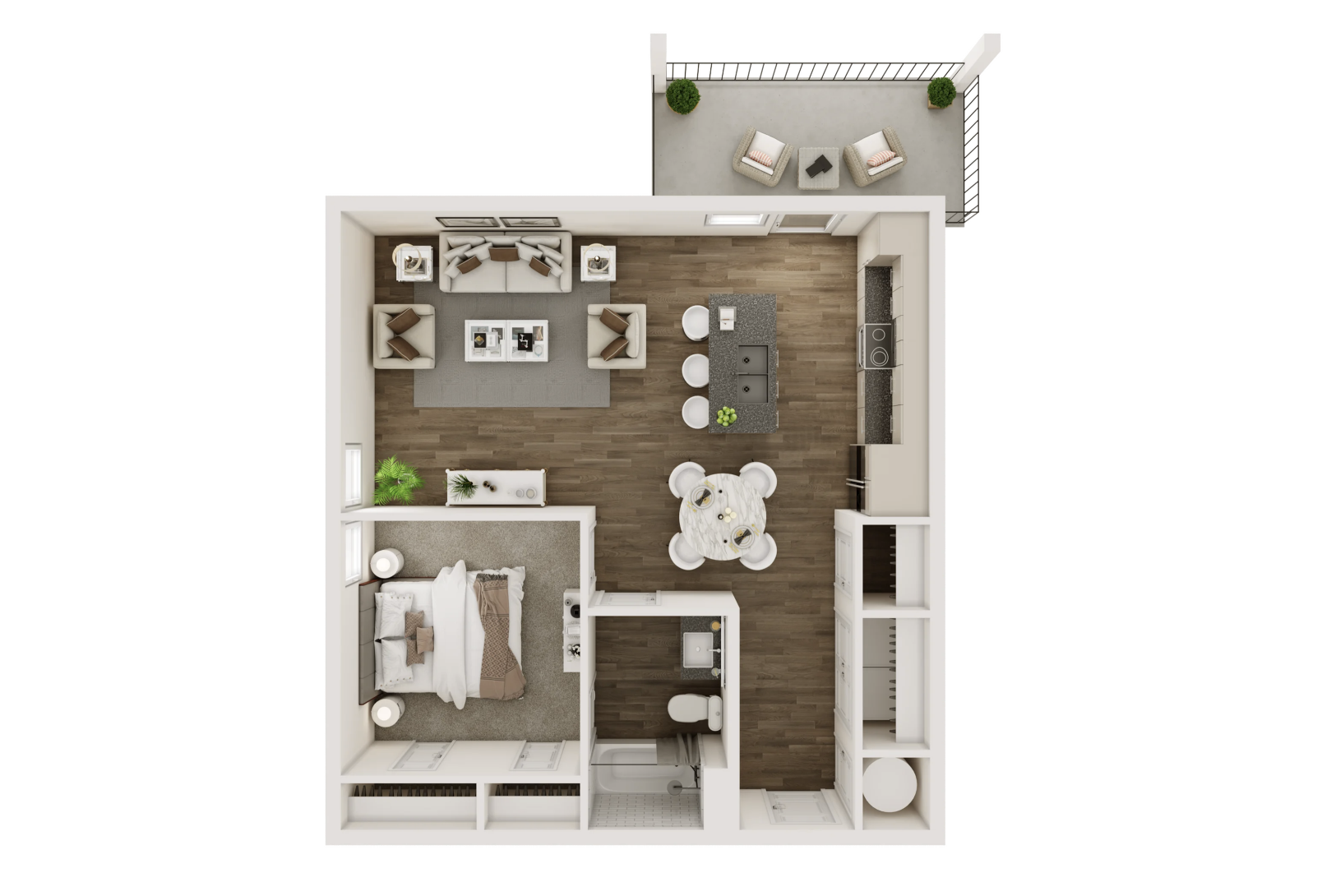 Nashville Apartment 1 bedroom floor plan.