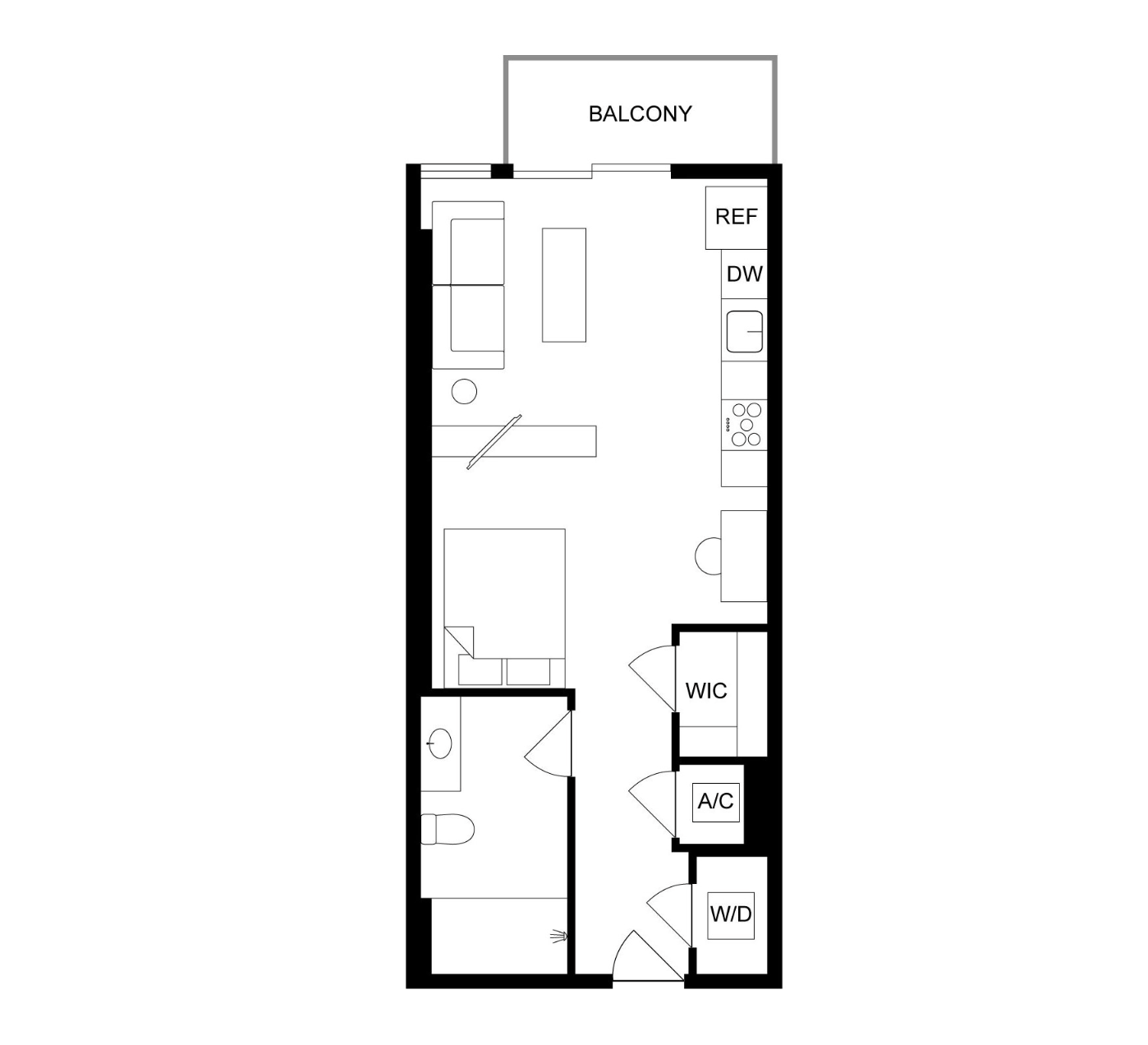 Nashville Apartment studio floor plan.