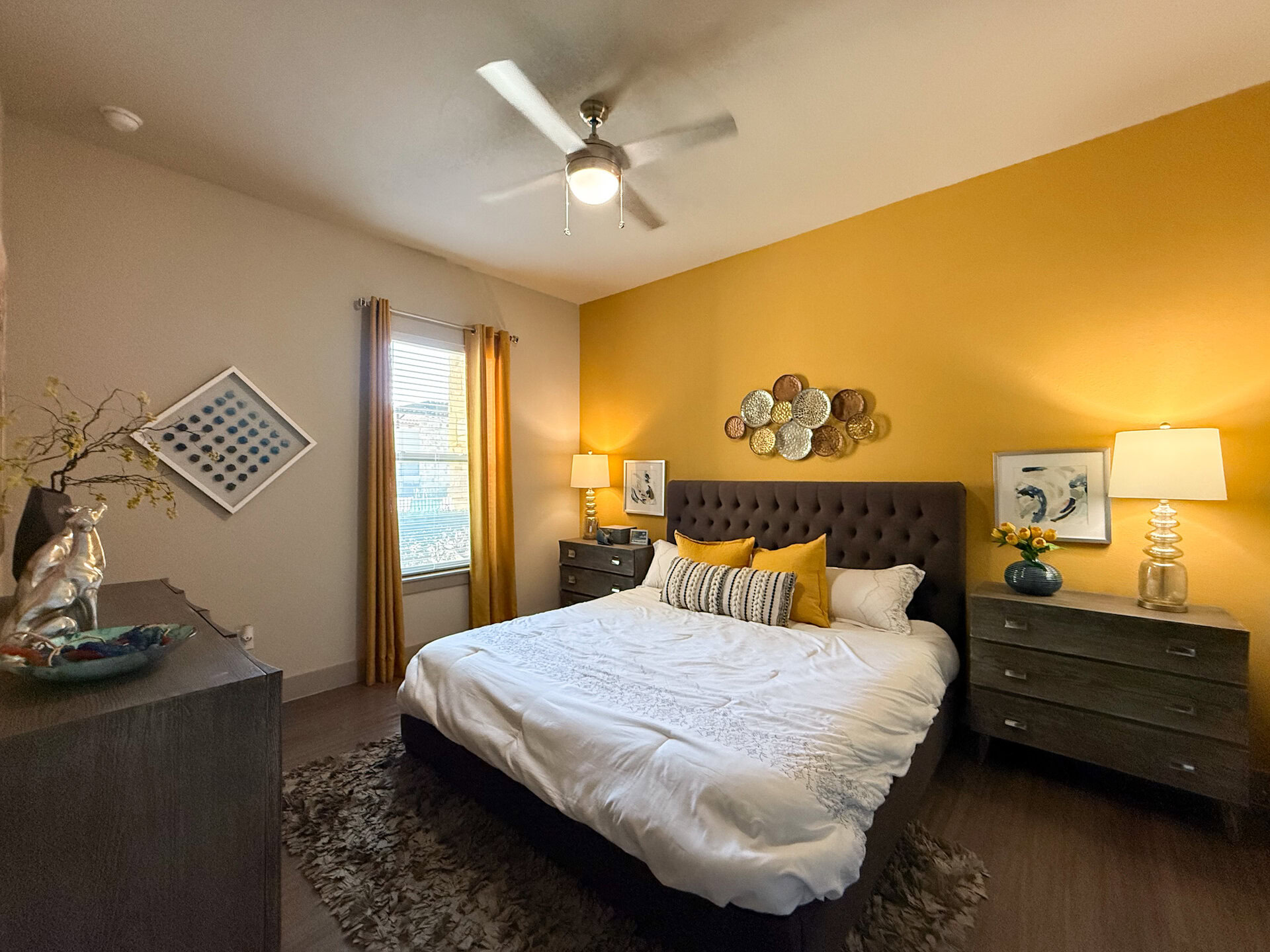 South San Antonio apartment bedroom with ample natural lighting.