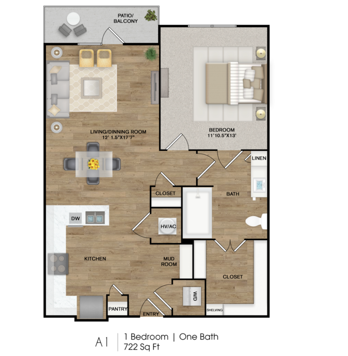 Stone Oak San Antonio apartment modern luxe one bedroom floorplan