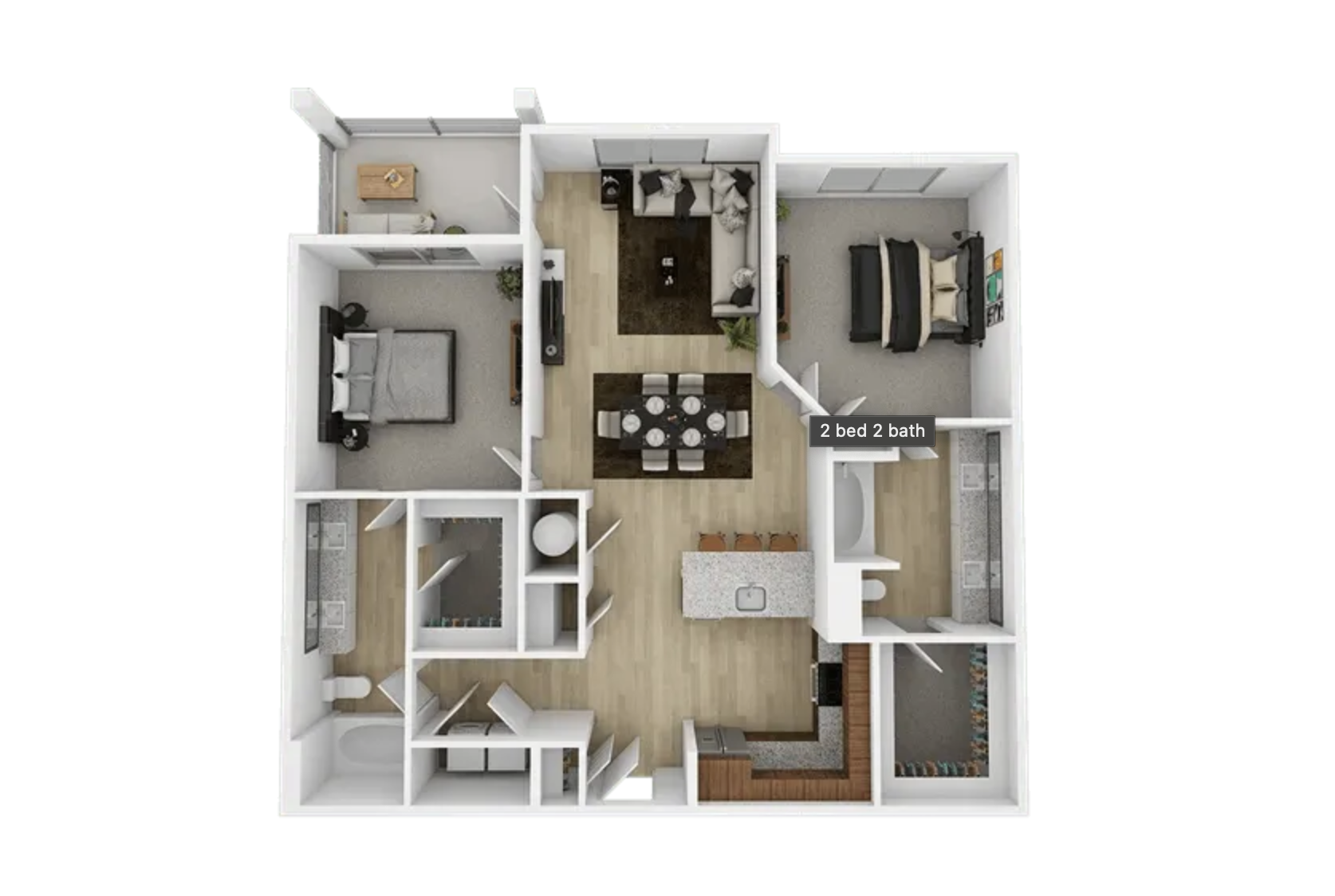 Atlanta Apartment 2 bedroom floor plan.