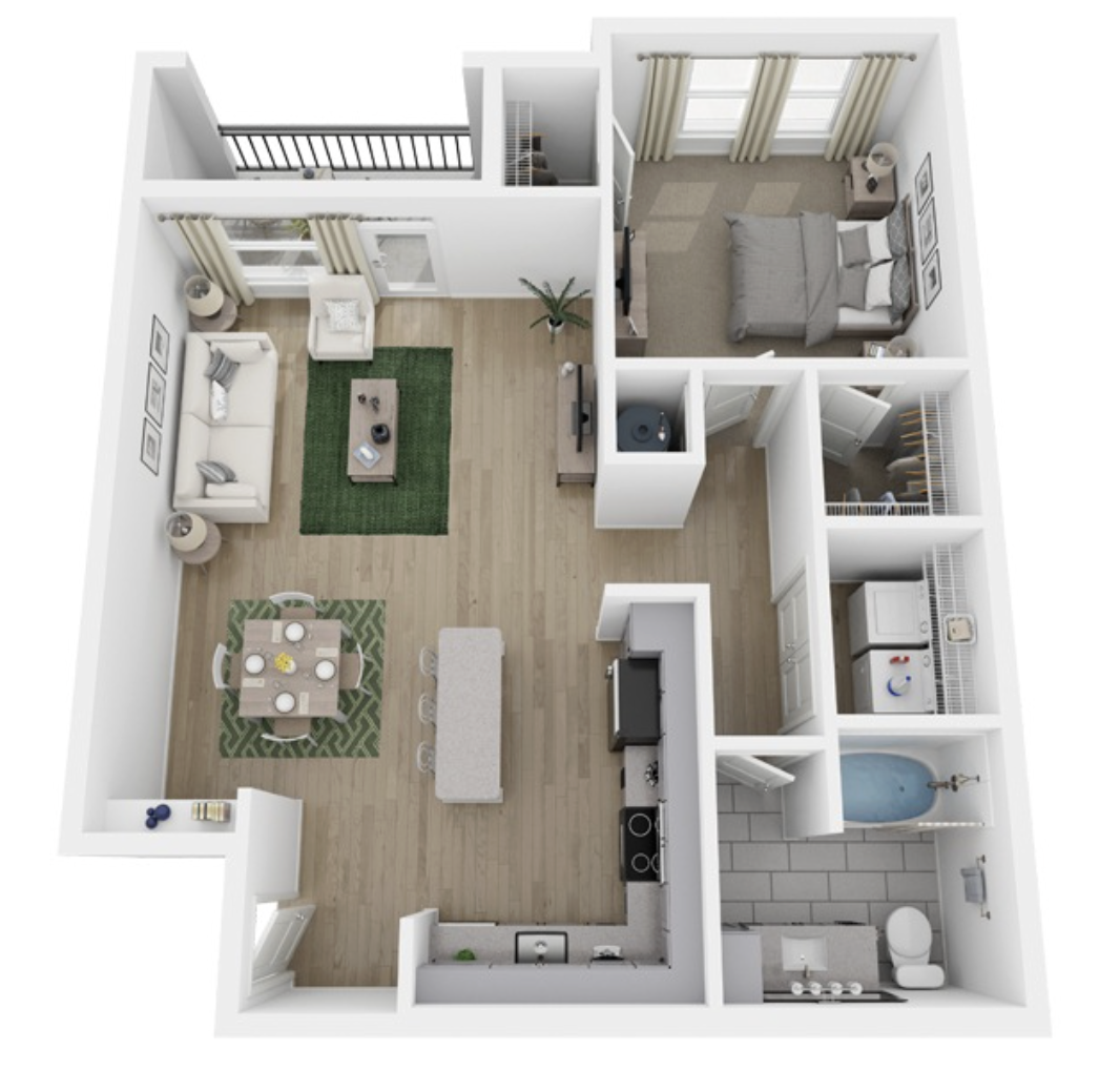 Northwest San Antonio one bedroom apartment floorplan.