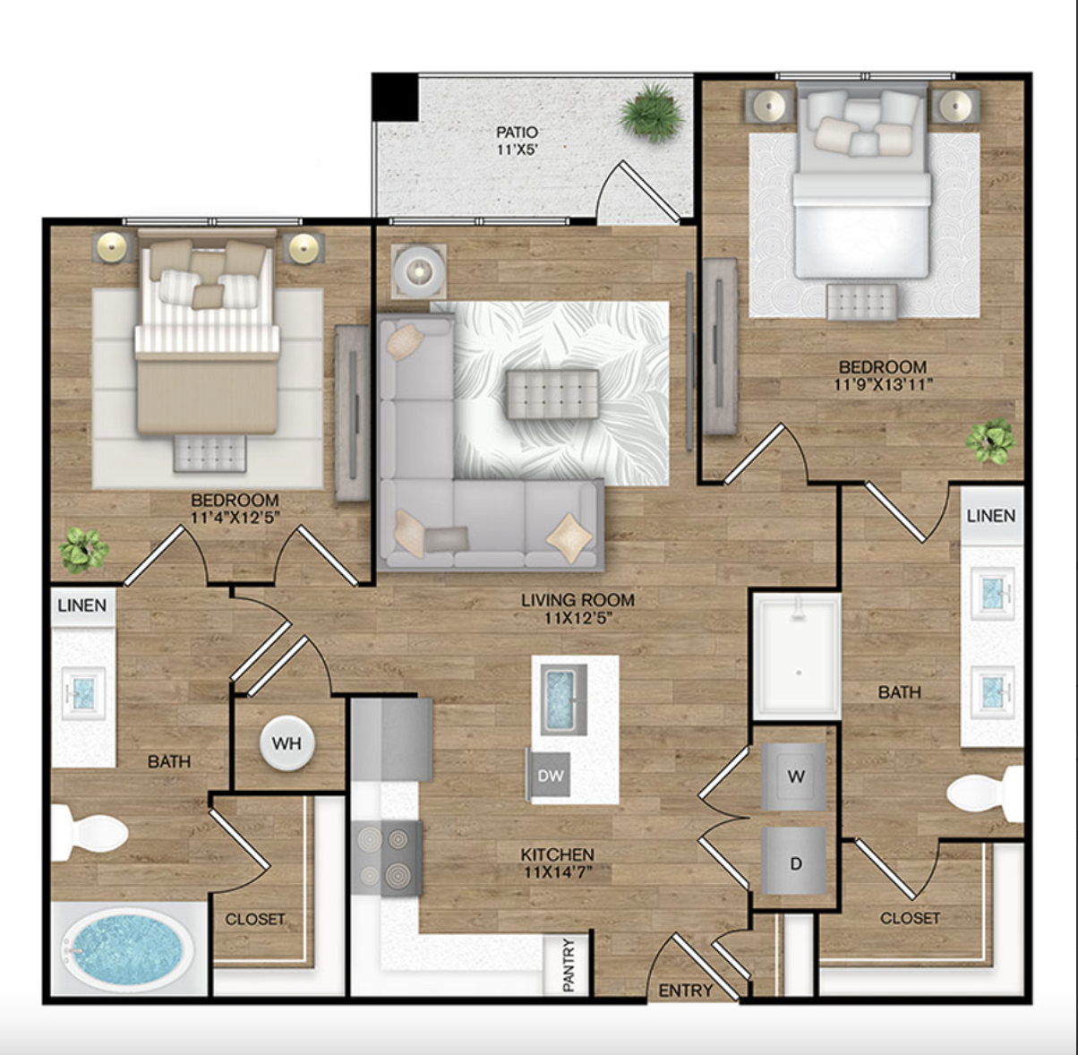 Northwest San Antonio two bedroom floorplan