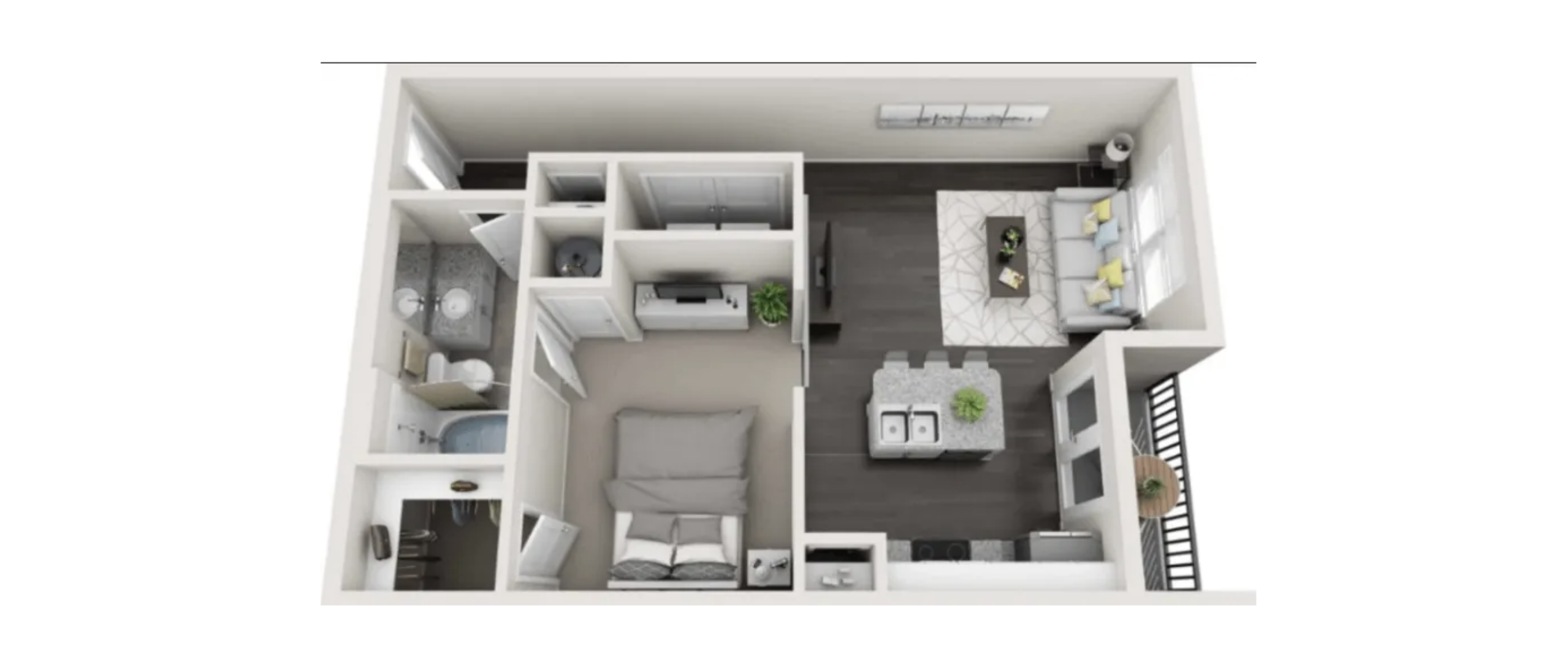 Atlanta Apartment 1 bedroom floor plan.