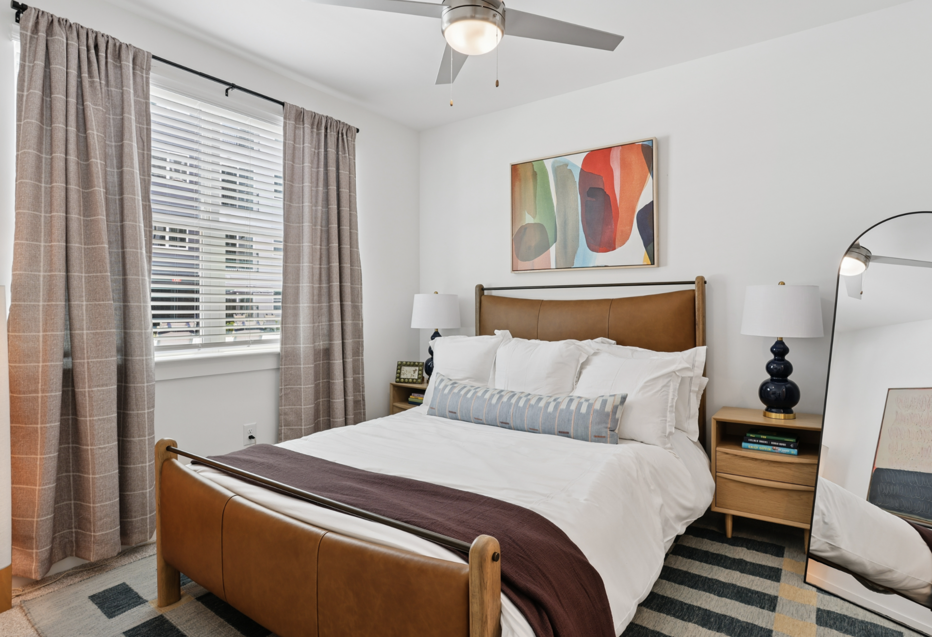 Atlanta Apartment bedroom with a large window.