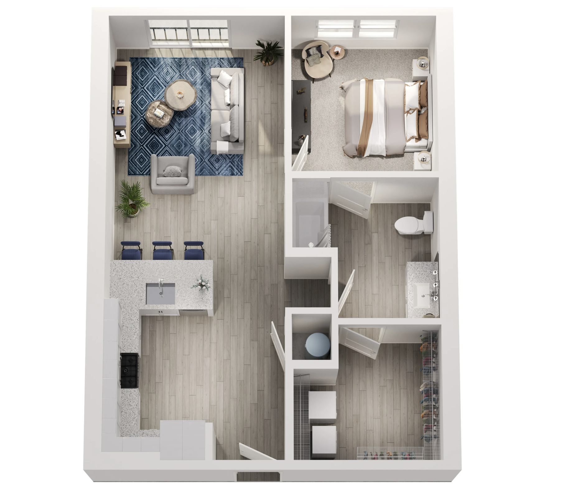 Atlanta Apartment 1 bedroom floor plan layout.