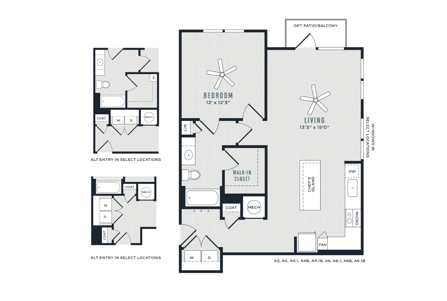 Atlanta Apartment 1 bedroom floor plan.